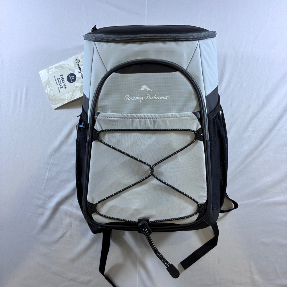 Tommy Bahama Backpack Cooler 24 Can Deep Freeze Insulation Gray Black 10006748